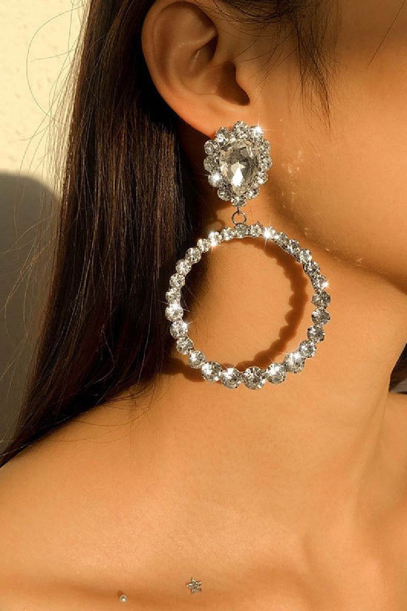 Shining Rhinestone Hoop Earrings 666472917150 - COCOMELODY